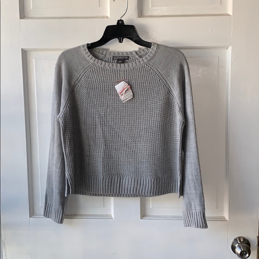 Covington petite cropped top gray sweater size MP